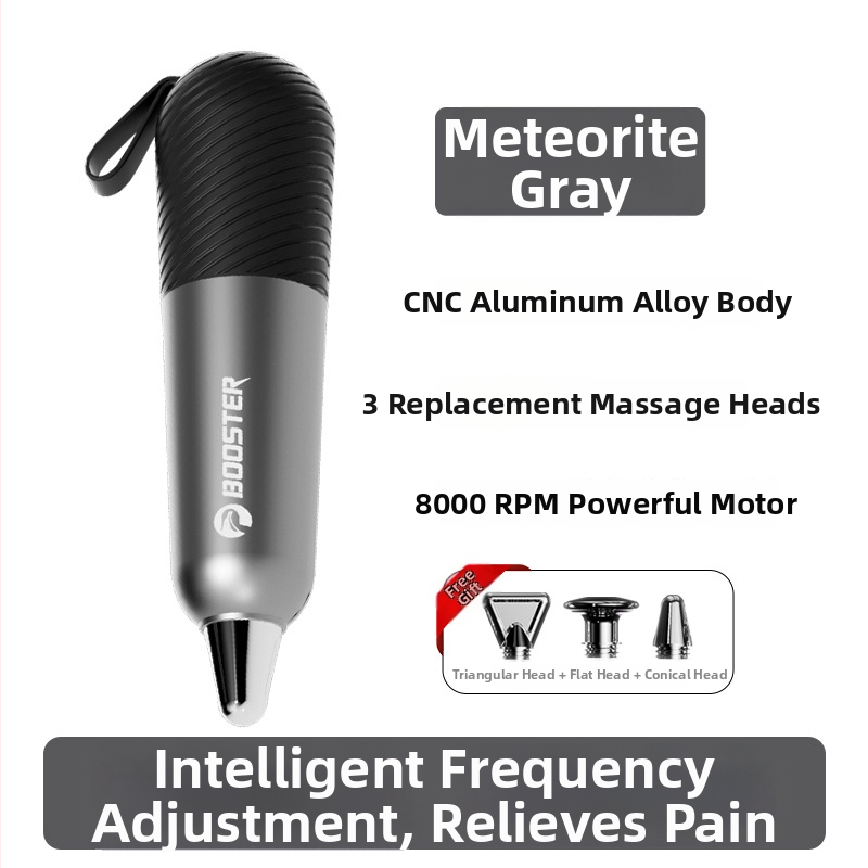 Fascia Gun s vysokofrekvenčnou vibráciou — bezkartáčový motor, mini prenosný, 5+ rýchlostí, 3 masážne hlavy, vstavaná batéria 300–500 mAh, výdrž 1–3 h