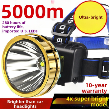 Φορτιζόμενος φακός κεφαλής εξωτερική χρήση, μακρινή εμβέλεια, υπερλαμπρός, φοριέται στο κεφάλι