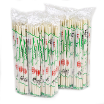 Jednorazové paličky na jedlo so lyžičkou na polievku – bambusový set s potravinovou kvalitou, štvorčlenný set, vhodný do mikrovlnky