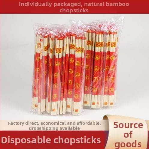 Jednorazové paličky na jedlo so lyžičkou na polievku – bambusový set s potravinovou kvalitou, štvorčlenný set, vhodný do mikrovlnky