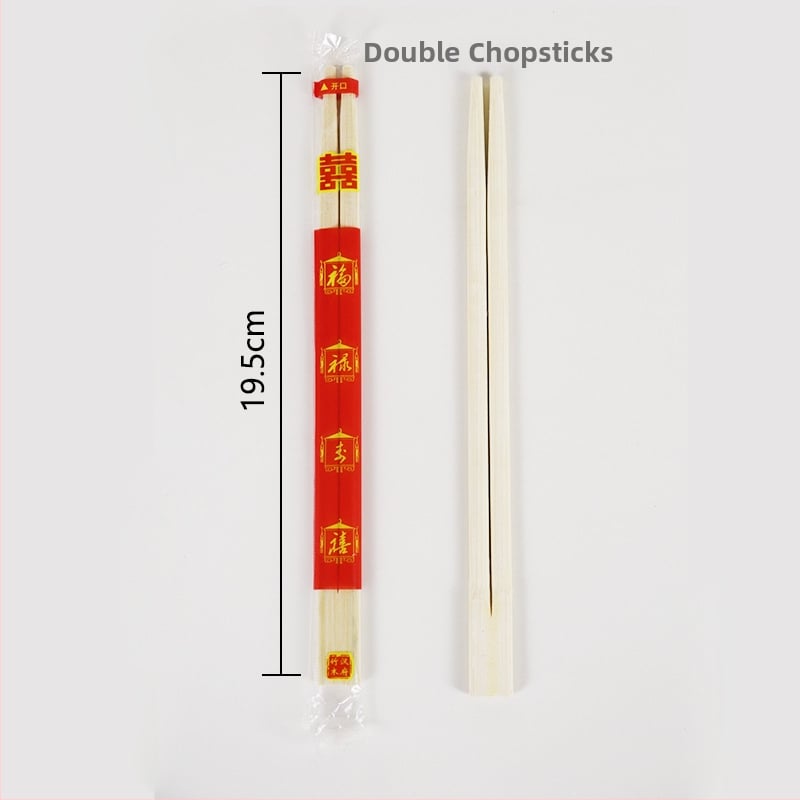 Jednorazové paličky na jedlo so lyžičkou na polievku – bambusový set s potravinovou kvalitou, štvorčlenný set, vhodný do mikrovlnky