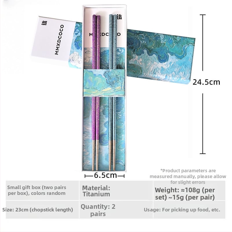 Titánové paličky, 2-5 párov, zrkadlovo leštené, svetlý luxusný štýl, Cloud Dew značka