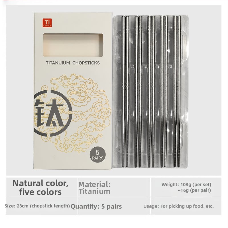 Titánové paličky, 2-5 párov, zrkadlovo leštené, svetlý luxusný štýl, Cloud Dew značka