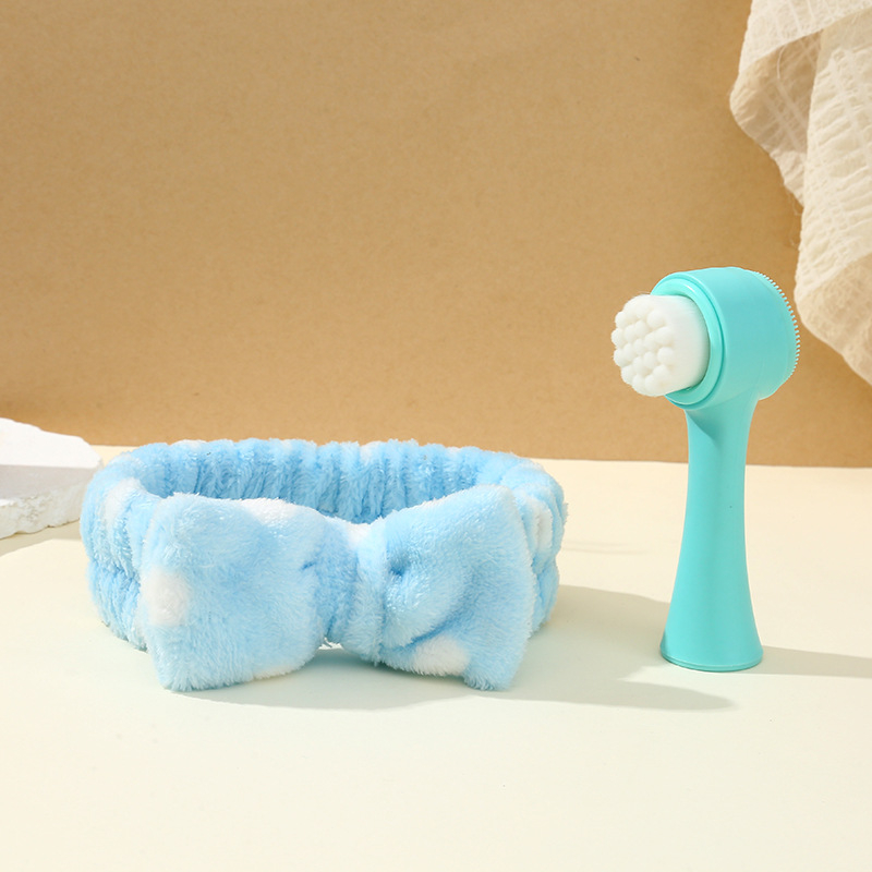 Siyu Dvojstranná ručná čistiaca kefka na tvár, ručná, neelektrická, pre všetky typy pleti