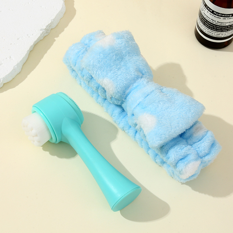 Siyu Dvojstranná ručná čistiaca kefka na tvár, ručná, neelektrická, pre všetky typy pleti