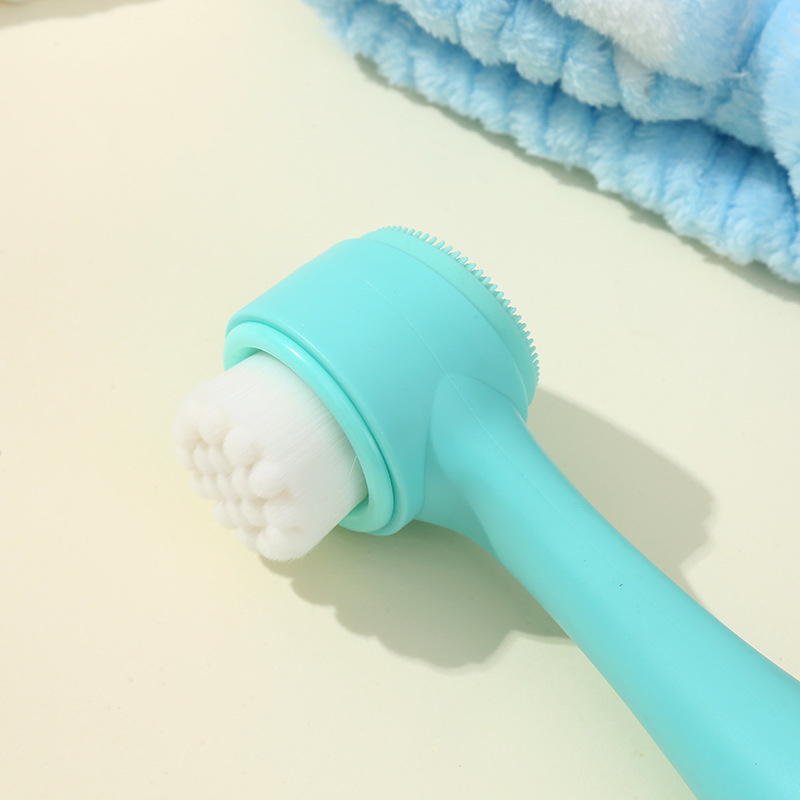 Siyu Dvojstranná ručná čistiaca kefka na tvár, ručná, neelektrická, pre všetky typy pleti