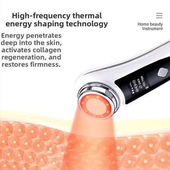 Prenosné domáce elektrické zariadenie na čistenie tváre s teplým svetlom a farebným svetlom pre omladenie pleti, lifting a masáž tváre — negatívne ióny, proti vráskam, obnova pokožky; vstavaná batéria 500-800 mAh; IPX0