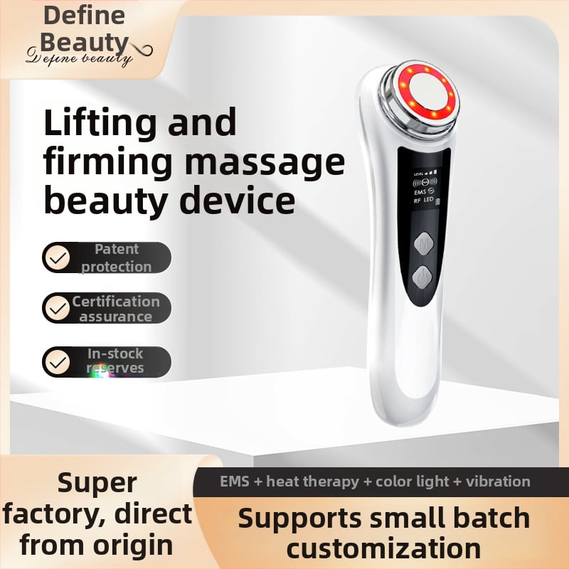 Prenosné domáce elektrické zariadenie na čistenie tváre s teplým svetlom a farebným svetlom pre omladenie pleti, lifting a masáž tváre — negatívne ióny, proti vráskam, obnova pokožky; vstavaná batéria 500-800 mAh; IPX0