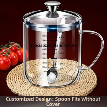 Pohár z borosilikátového skla, vysoká teplotná odolnosť, graduovaná stupnica, trojuholníkový tvar, s viečkom