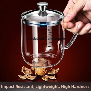 Pohár z borosilikátového skla, vysoká teplotná odolnosť, graduovaná stupnica, trojuholníkový tvar, s viečkom