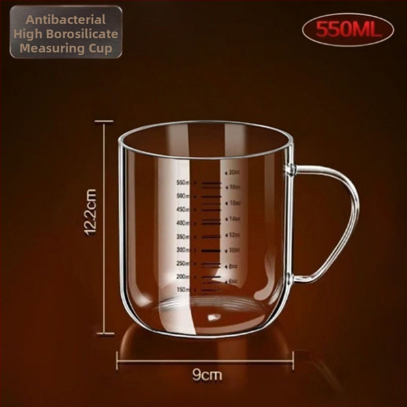 Pohár z borosilikátového skla, vysoká teplotná odolnosť, graduovaná stupnica, trojuholníkový tvar, s viečkom