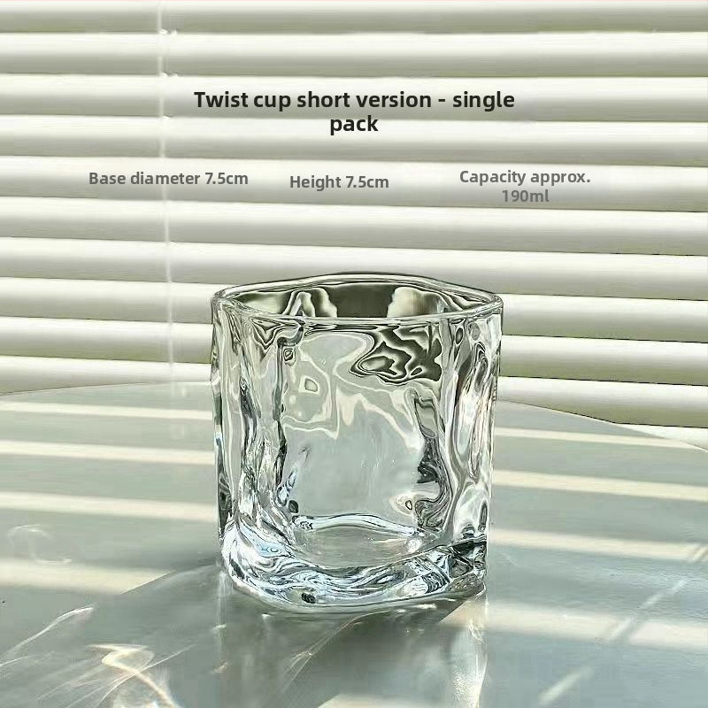 Pohár zo skla v štýle Ins so slamkou, sklo s vysokou borosilikátovou odolnosťou, okrúhly tvar, ľadovcová textúra, prenosný