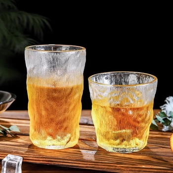 Pohár na vodu zo skla soda-lime, moderný a jednoduchý štýl, bez držadla, vzor ľadovcový (glacier), jednovrstvá konštrukcia, hmotnosť 0,3 kg