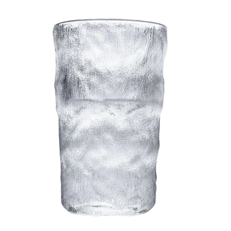 Pohár na vodu zo skla soda-lime, moderný a jednoduchý štýl, bez držadla, vzor ľadovcový (glacier), jednovrstvá konštrukcia, hmotnosť 0,3 kg