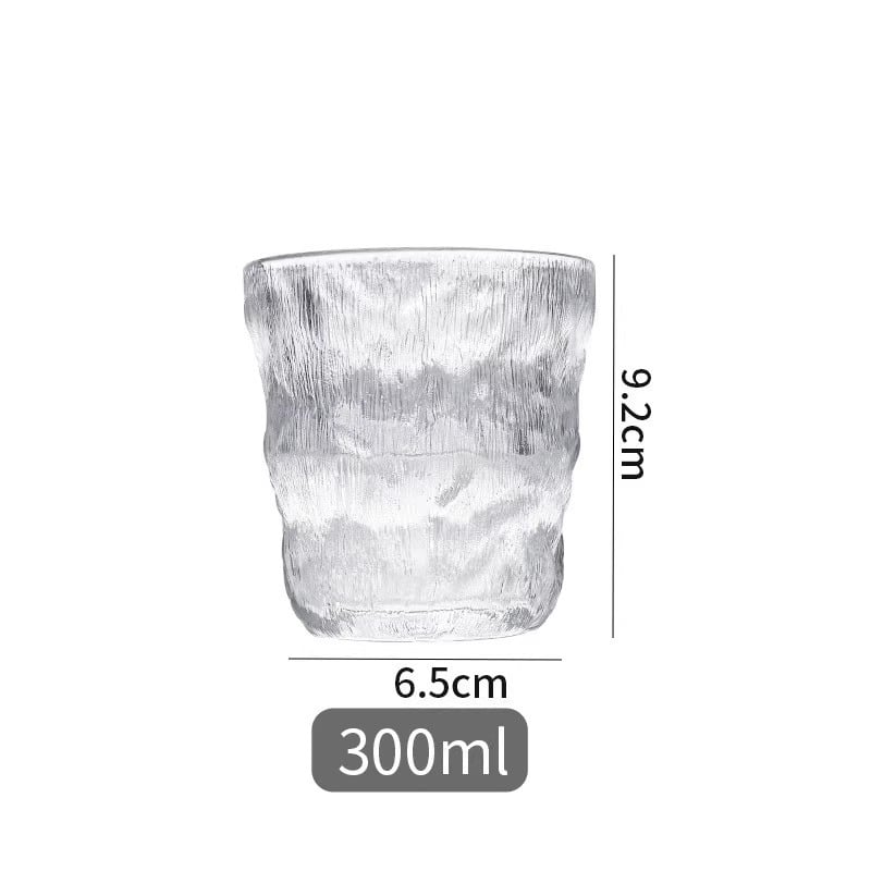 Pohár na vodu zo skla soda-lime, moderný a jednoduchý štýl, bez držadla, vzor ľadovcový (glacier), jednovrstvá konštrukcia, hmotnosť 0,3 kg