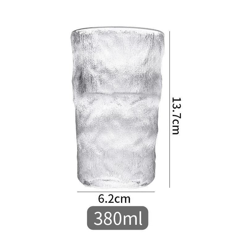 Pohár na vodu zo skla soda-lime, moderný a jednoduchý štýl, bez držadla, vzor ľadovcový (glacier), jednovrstvá konštrukcia, hmotnosť 0,3 kg