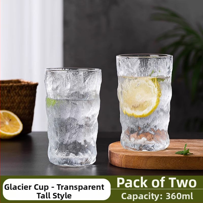 Pohár na vodu zo skla soda-lime, moderný a jednoduchý štýl, bez držadla, vzor ľadovcový (glacier), jednovrstvá konštrukcia, hmotnosť 0,3 kg