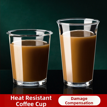 Šálka na kávu v tvare sudu z tepelne odolného skla – minimalistický dizajn bez rúčky, jednovrstvá, výška 11 cm, priehľadné sklo