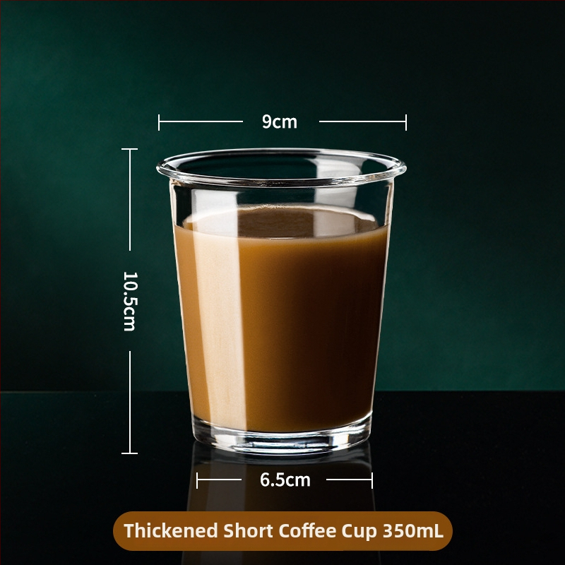 Šálka na kávu v tvare sudu z tepelne odolného skla – minimalistický dizajn bez rúčky, jednovrstvá, výška 11 cm, priehľadné sklo