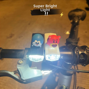Предна велосипедна светлина за нощно каране — сладък карикатурен дизайн, съвместима с планински пътища (Модел: ltao1025187043; Тип светлина: предна; За: нощно каране; Функция: предупредителна светлина)