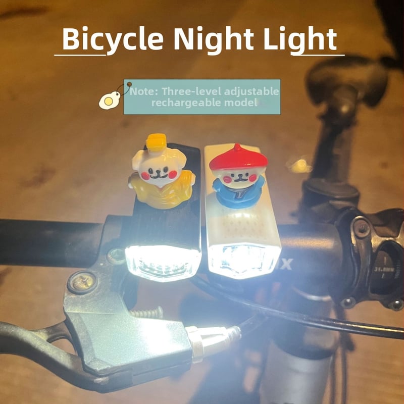 Предна велосипедна светлина за нощно каране — сладък карикатурен дизайн, съвместима с планински пътища (Модел: ltao1025187043; Тип светлина: предна; За: нощно каране; Функция: предупредителна светлина)