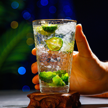 Sklenený pohár na pivo v japonskom štýle s brúsenou textúrou, bez rúčky, sodálime sklo, jeden kus, možnosť potlače loga