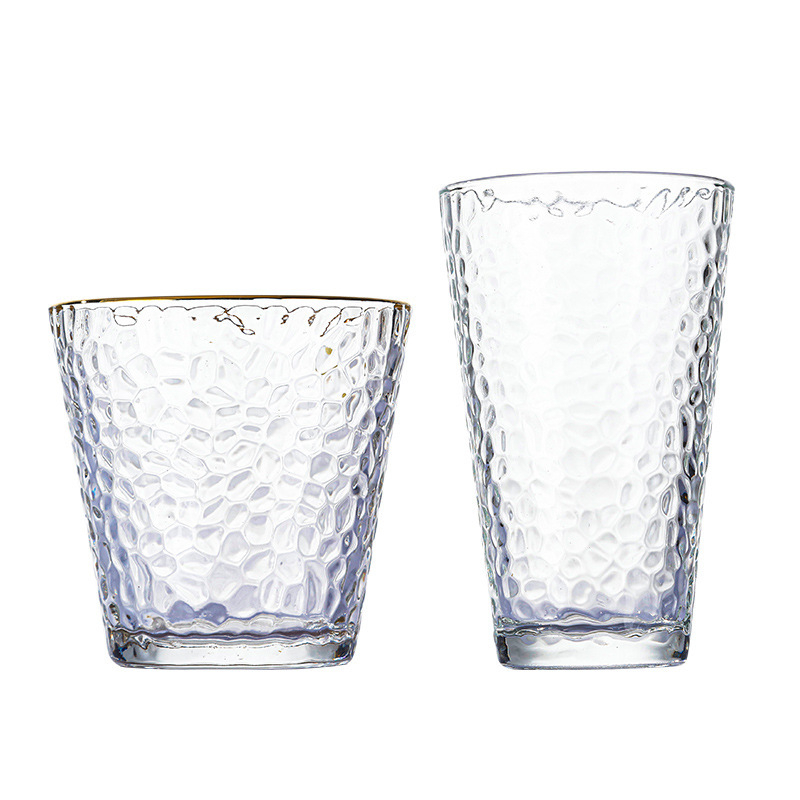 Sklenený pohár na pivo v japonskom štýle s brúsenou textúrou, bez rúčky, sodálime sklo, jeden kus, možnosť potlače loga