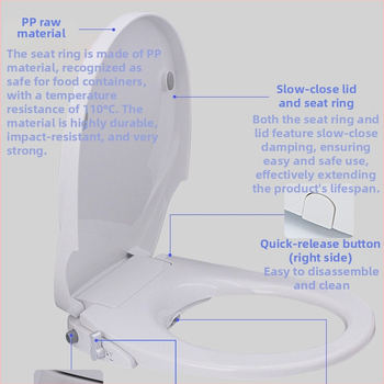 Integrované inteligentné sedátko na toaletu s bidetom, PP materiál, model hz001, nastaviteľný rozstup otvorov 15–19 cm, priama inštalácia, bez elektriny
