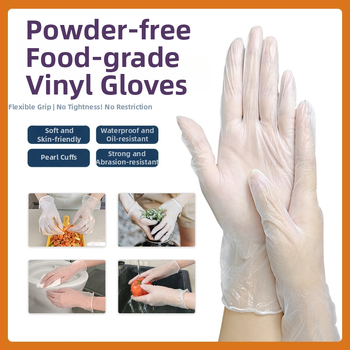 Blue Guard jednorazové vinilové rukavice, vodotesné, potravinárskej kvality, na lekárske, potravinárske a priemyselné použitie, priehľadné