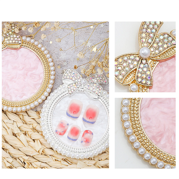 Ploča za prikaz manikure s mašnicom od perli i dijamantnim ukrasima, agatna smola, alati za nokte, 42 g, YUJIA