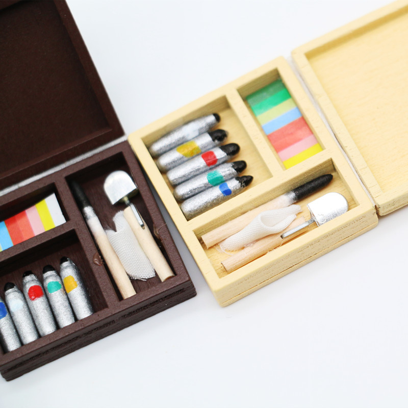 Miniatúrny box na maľovanie pre bábiky, OB11 model, borovicové drevo, značka Xixi, kreslený štýl