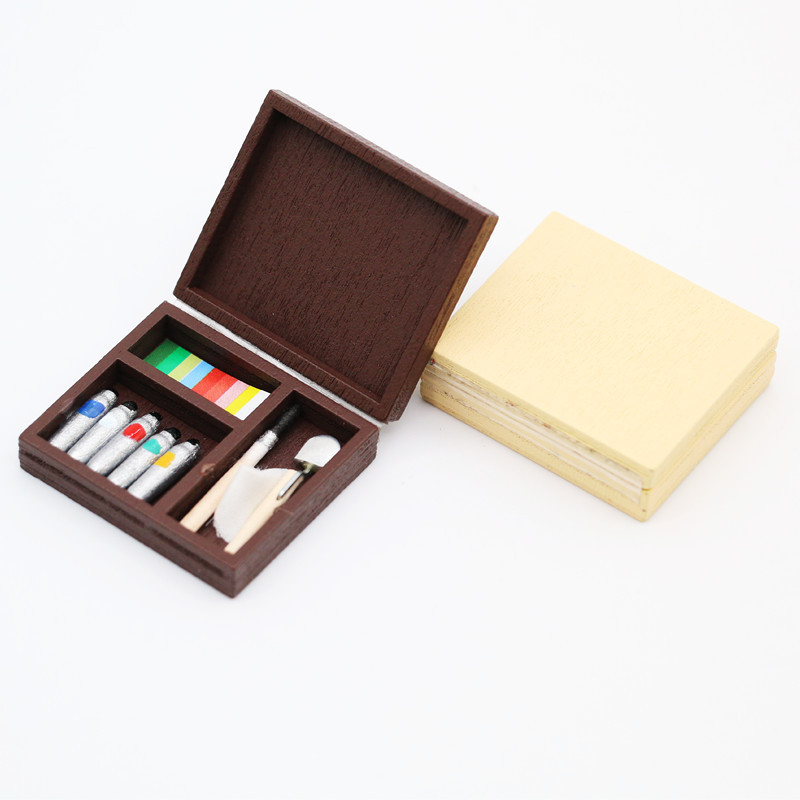 Miniatúrny box na maľovanie pre bábiky, OB11 model, borovicové drevo, značka Xixi, kreslený štýl