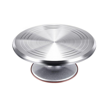 Set na zdobenie tort s otočnou platňou z hliníkovej zliatiny, okrúhly tvar, 7 dielov: špachtľa, tryska na zdobenie, vrecko na zdobenie