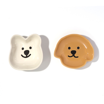 Paletă ceramică pentru artă unghii și ceașcă de spălat pensule, suport de depozitare cu motive drăguțe de câine și ursuleț; greutate netă 74,5 g / 99,2 g; marcă privată licențiată