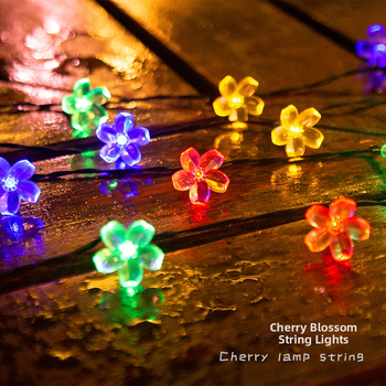 Solárna LED girlanda s kvietkami sakury na vonkajšiu terasu, GS5896, 0,05W na LED, IP65, Vstupné napätie ≤36V, Napájanie batériou/USB/solárne/DC