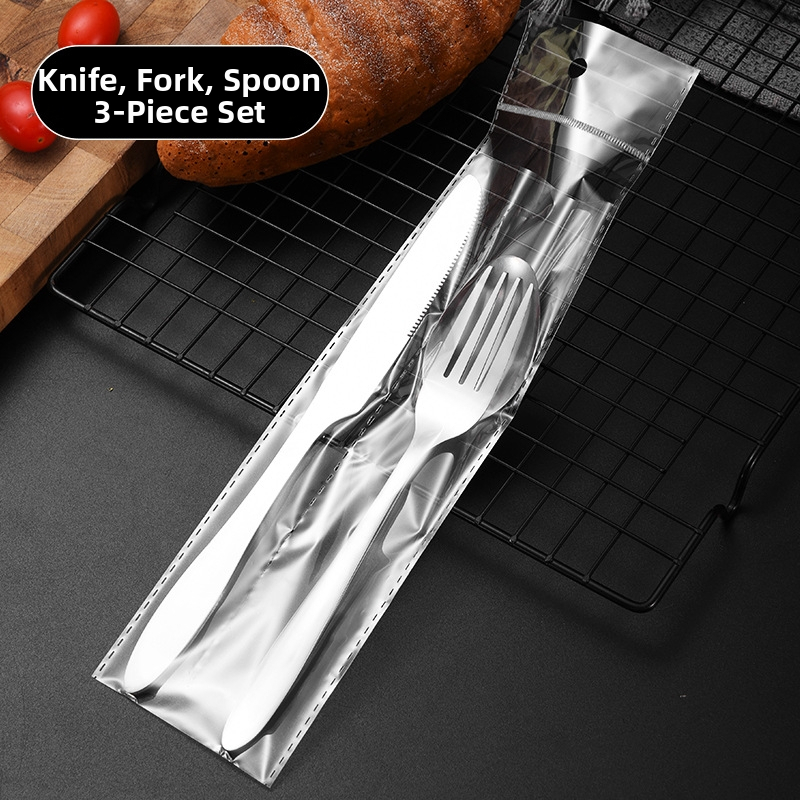 Trojbodový set jedálenského príslušenstva západného štýlu – nôž, vidlička a lyžica; 410 nerezová oceľ; zrkadlové leštenie; prispôsobiteľný; súkromná značka