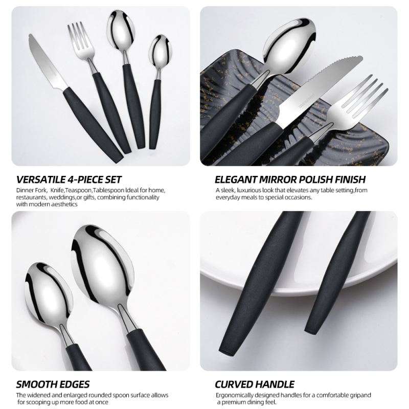 25-dielny set príborov: nože, vidličky, lyžice a paličky, z nehrdzavejúcej ocele 410, zrkadlový povrch