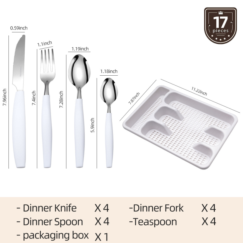 25-dielny set príborov: nože, vidličky, lyžice a paličky, z nehrdzavejúcej ocele 410, zrkadlový povrch