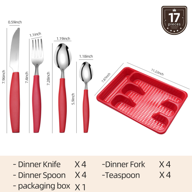 25-dielny set príborov: nože, vidličky, lyžice a paličky, z nehrdzavejúcej ocele 410, zrkadlový povrch