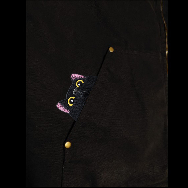 Κεντημένο Velcro patch με γάτα για ρούχα και σακίδια – πολυεστέρας, Unisex, Άνοιξη 2024, υπαίθρια αθλήματα, μοτίβο ζώων