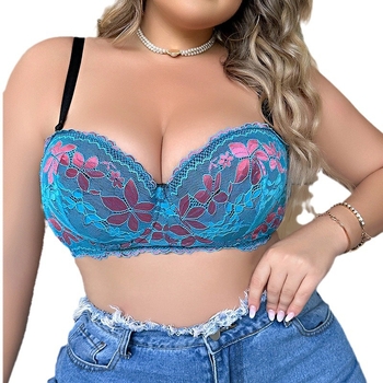 Сутиен от дантела за големи размери с банел и регулиране, чашка 3/4, отделяеми двойни презрамки, задно три-редово закопчаване