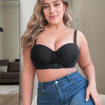 Бюстгалтер за плюс размер с дантела и събиращ ефект, традиционен стил, чашки 1/2, тънък формован корпус, свалящи се двойни презрамки, закопчаване с три реда, материя: нейлон; подплата: спандекс <30%