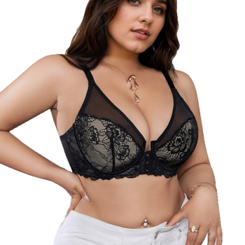 Push-up podprsenka z čipky, 3/4 košík, zapínanie vpredu, bezšvová, priedušná