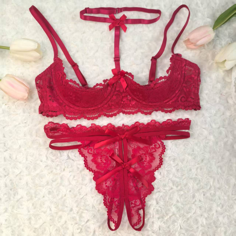 Set podprsenky z čipky s push-up, tenké tvarované košíčky s penou, odnímateľné dvojité ramienka, chrbát s dvojradovým zapínaním