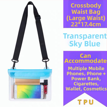 Nepremokavá crossbody taška na telefón – vonkajšia PVC, veľká kapacita, priehľadná dotyková obrazovka