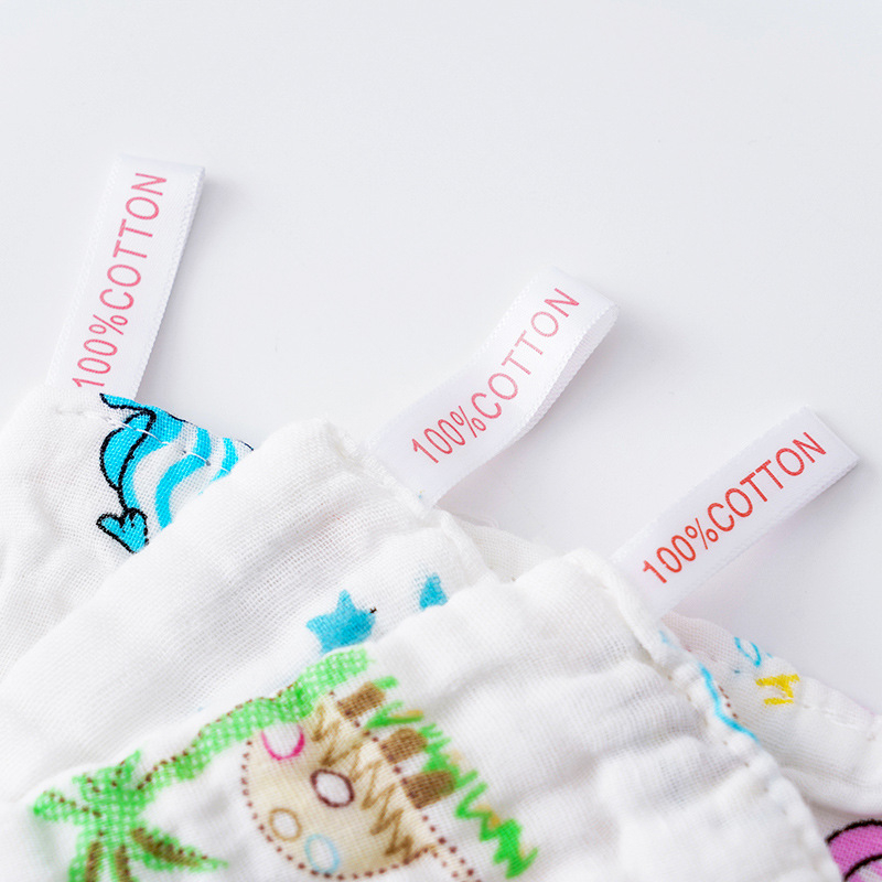 Štvorecové bavlnené uteráky na tvár - potlačený vzor s karikatúrou a kvetmi, 100% bavlna, savé, pre novorodencov