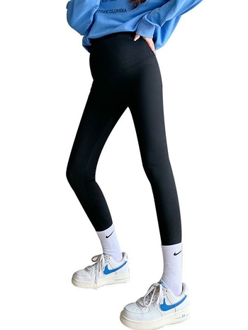 Tehotenské nohavice s nastaviteľnou oporou brucha, vysoká elasticita, zmes nylonu a elastanu, káro vzor, štýl pančuchových nohavíc