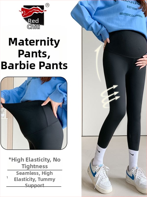 Tehotenské nohavice s nastaviteľnou oporou brucha, vysoká elasticita, zmes nylonu a elastanu, káro vzor, štýl pančuchových nohavíc