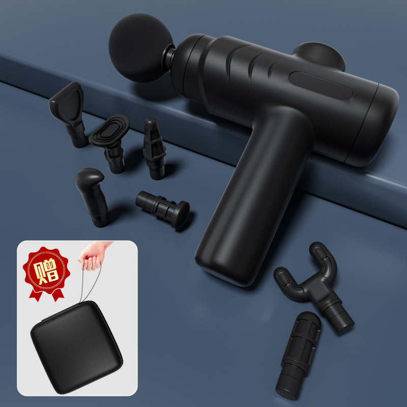 Mini fascia masážna pištoľ, prenosný elektrický masér, vstavaná batéria, nízky hluk, 6+ masážnych hláv