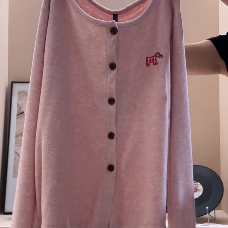 Set de pijamale cu imprimare dachshund, fleece german, grosime 201-250 g/m², guler Turn-down, mâneci lungi